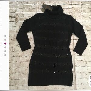 NWT Pink angel love knit black turtleneck sequin mini dress